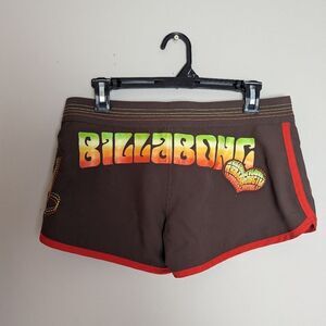 Y2K Billabong Micro Board Shorts – Rasta Logo – Size S